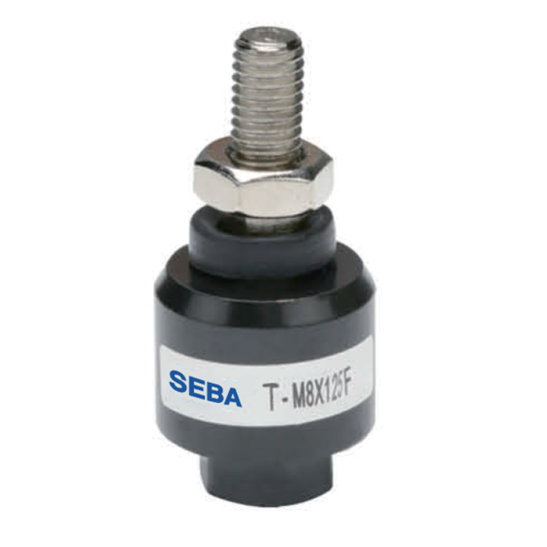 Pneumatic piston rod end link attachment - floating joint