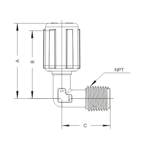 Expansion type variable diameter expansion to external thread elbow