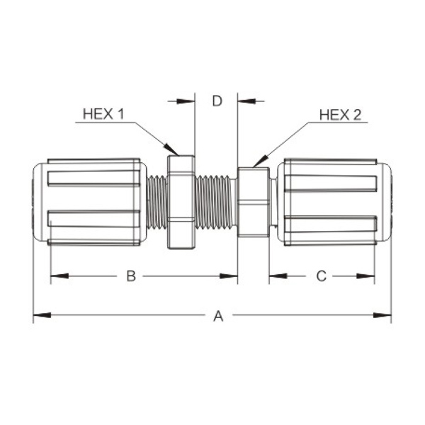 Expansion type equal diameter through plate straight joint